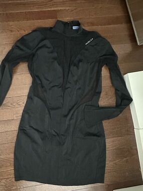 Mugler x H&M Black Long Sleeve mesh  Bodycon Dress